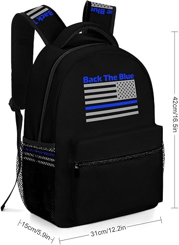 Miniatura 2 de Volver The Blue Police Line Mochila para portátil con bandera de EE. UU., bolso de hombro de moda, mochila de viaje para hombres y mujeres