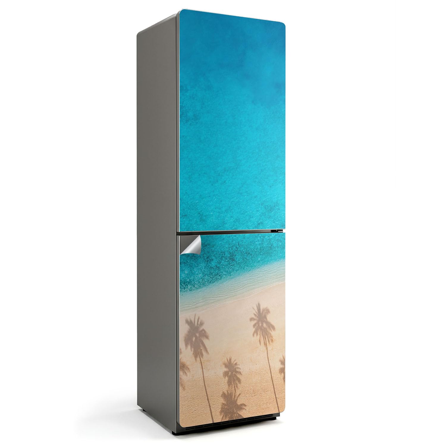 Autocollants pour Frigo Cuisine : Évasion Plage et Palmiers en 60x205 cm