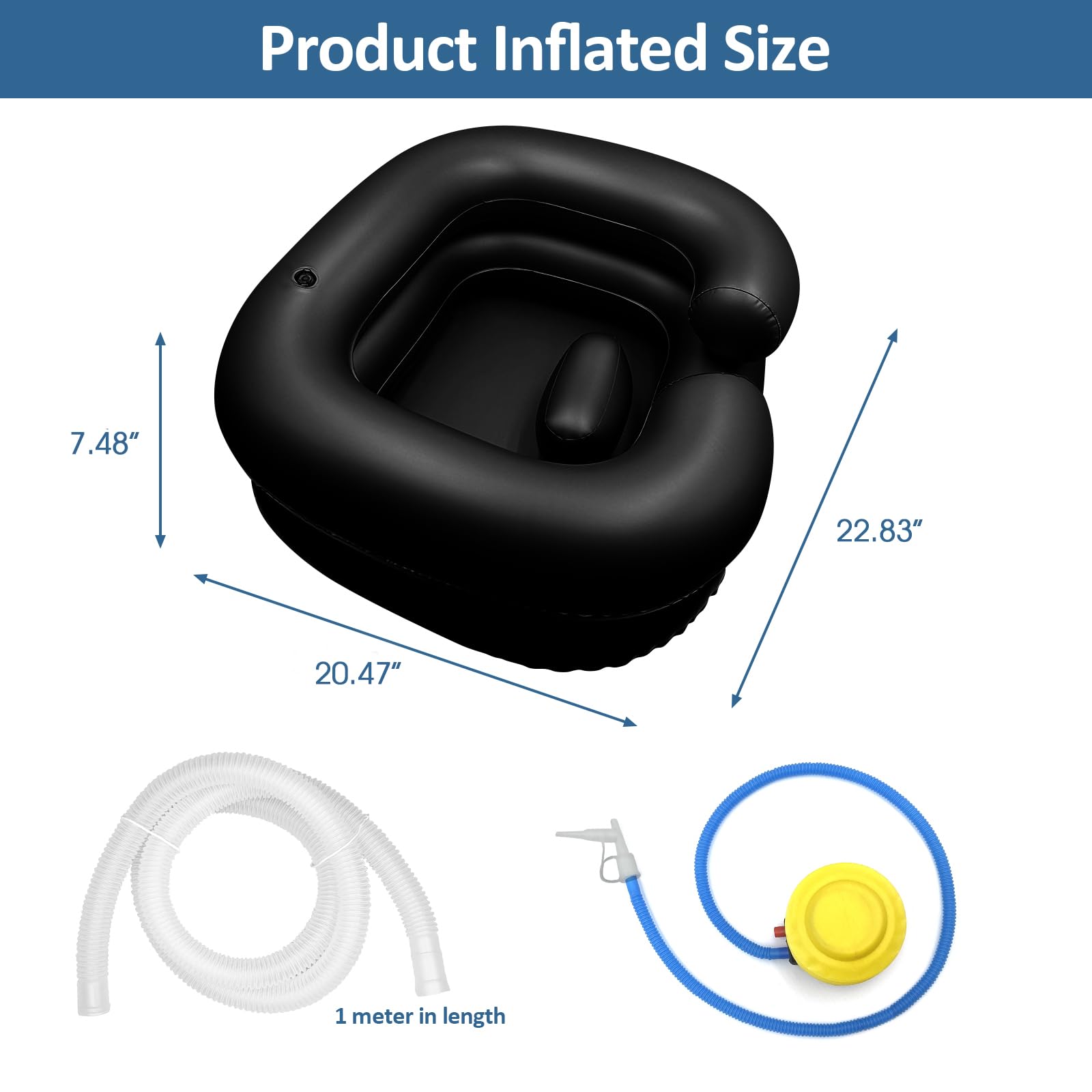 BIRDDIE Lavabo inflable para lavar el cabello, cuenco portátil para lavar el cabello en cama, discapacitados, lesionados, ancianos, champú para rastas y fregadero de lavado de cabello en casa (negro)