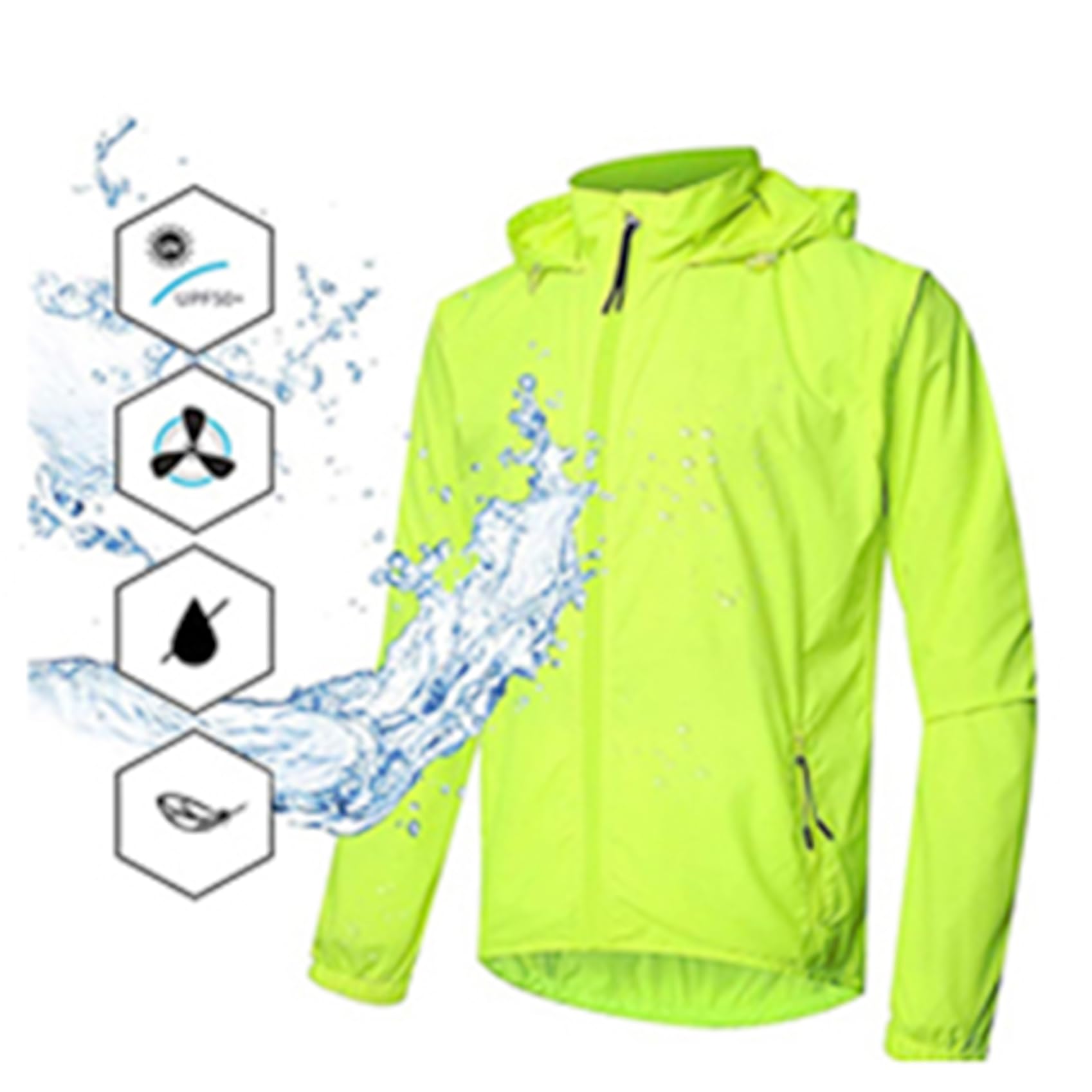 Hombres Mujeres Chaqueta Ciclismo Ultraligera Impermeable A Prueba Viento Jerseys Ciclismo Ligero Transpirable Cortavientos Bicicleta Chaleco Manga Larga Desmontable para MTB,Green-L