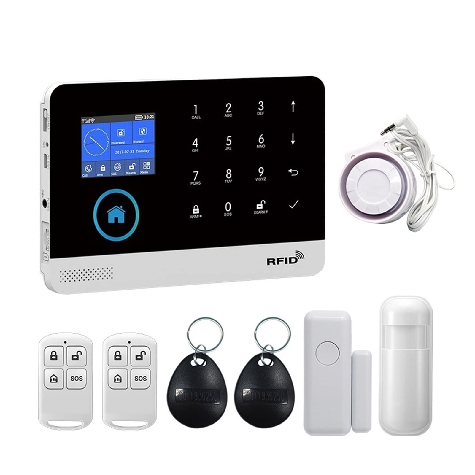 433MHz wireless Wifi GSM di allarme sicurezza domestica for Tuya Smart Life App Con sensore movimento compatibile Installazione rapida(L)