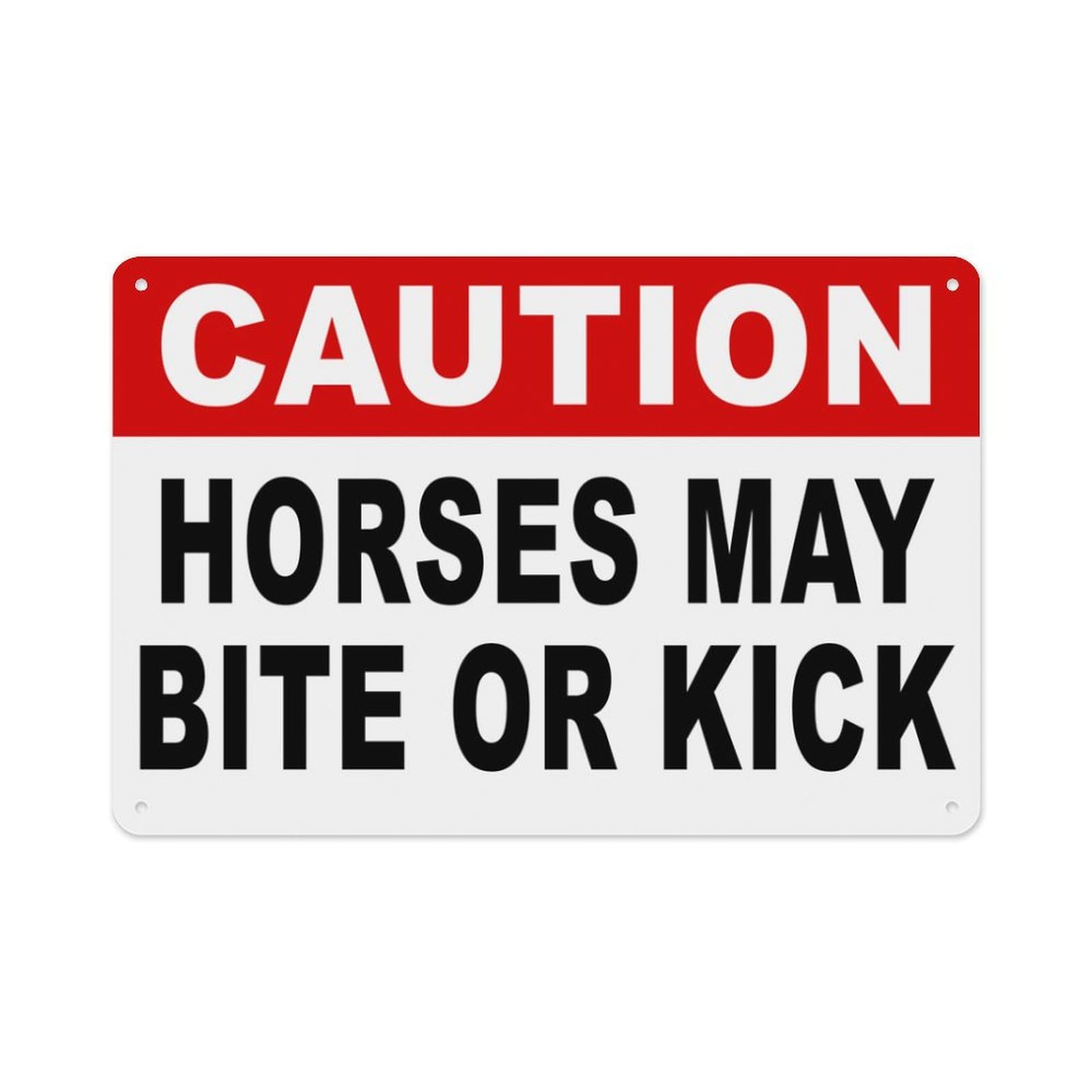 Peiyeety A08 Caution Horses May Bite Or Kick Sign Aluminum Tin Warning Signs For Home Outdoor Garden 12X16 Inches