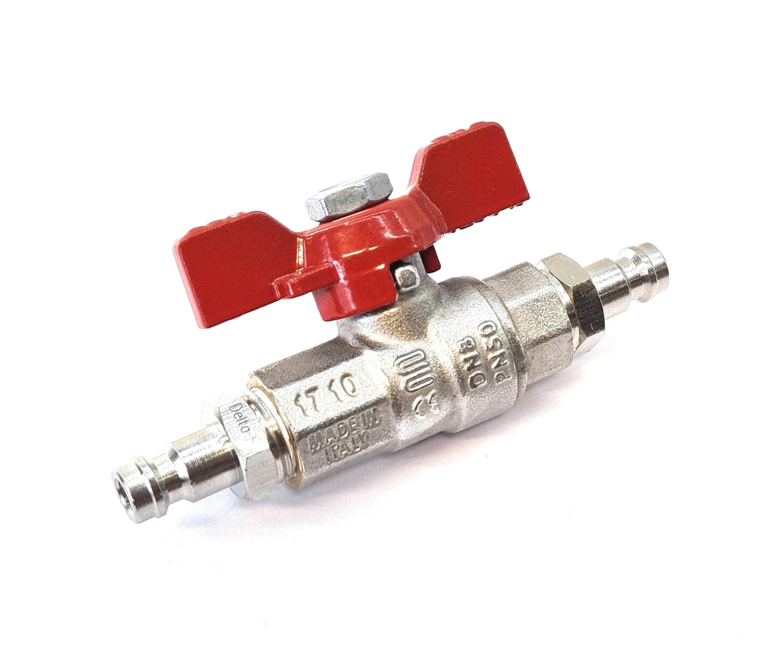 Delta-P Ltd Silver And Red Water Fed Pole Valve Tap - Series 21, 6Mm Or 8Mm Hosetail Combinations + O Clips (Series 21 Males)