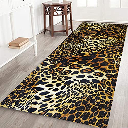 MATEKULI Long Runner Rug,Leopard Print,Non-Slip Floor Carpet Hallway Doormat Entrance Door Mats Washable Area Kitchen Rugs