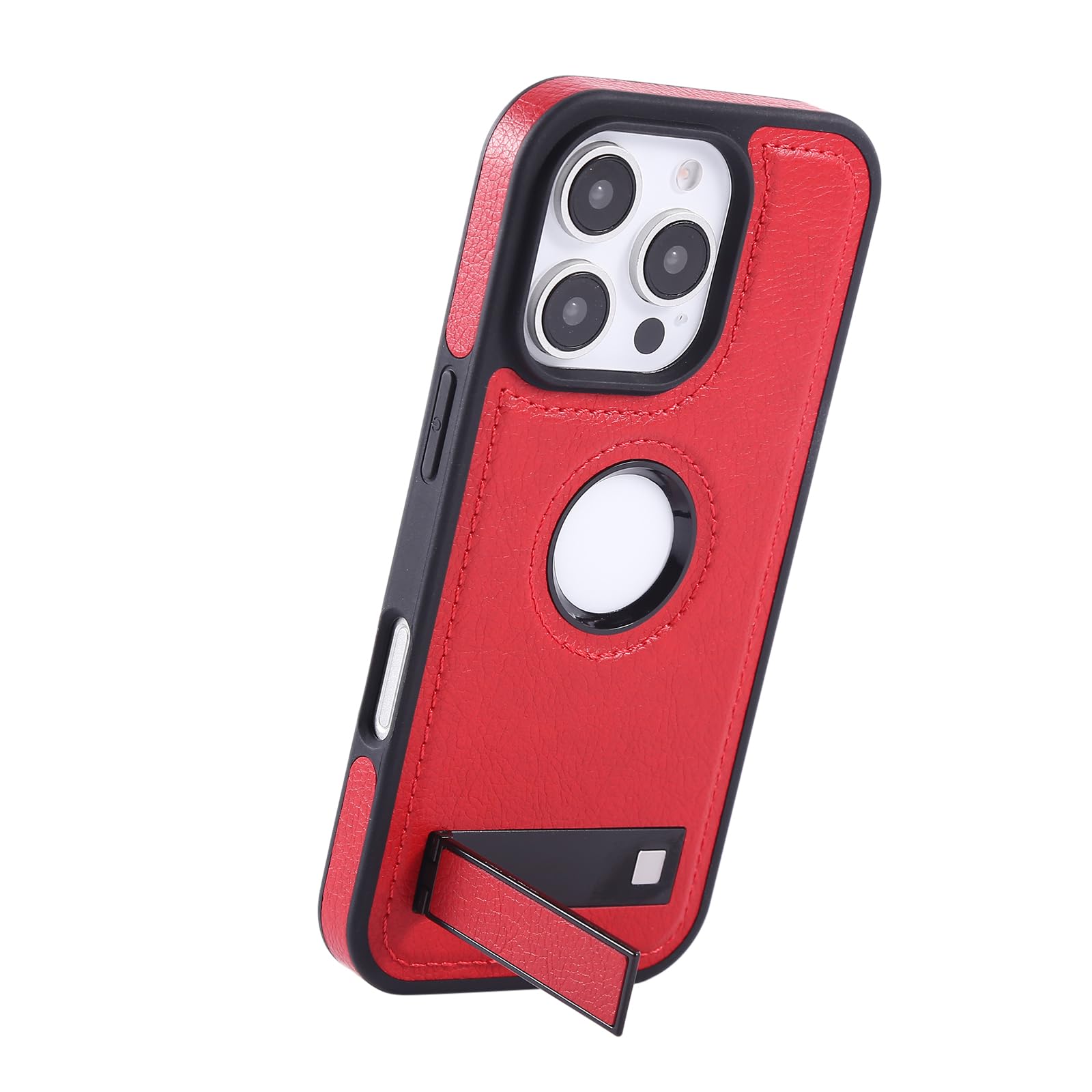 Luksusowe etui do iPhone 16 Pro Max / 16 Pro / 16 Plus/16, składany stojak, skórzane, biznesowe etui na telefon komórkowy, widoczne logo, smukłe etui ochronne, fioletowe, 16 Pro
