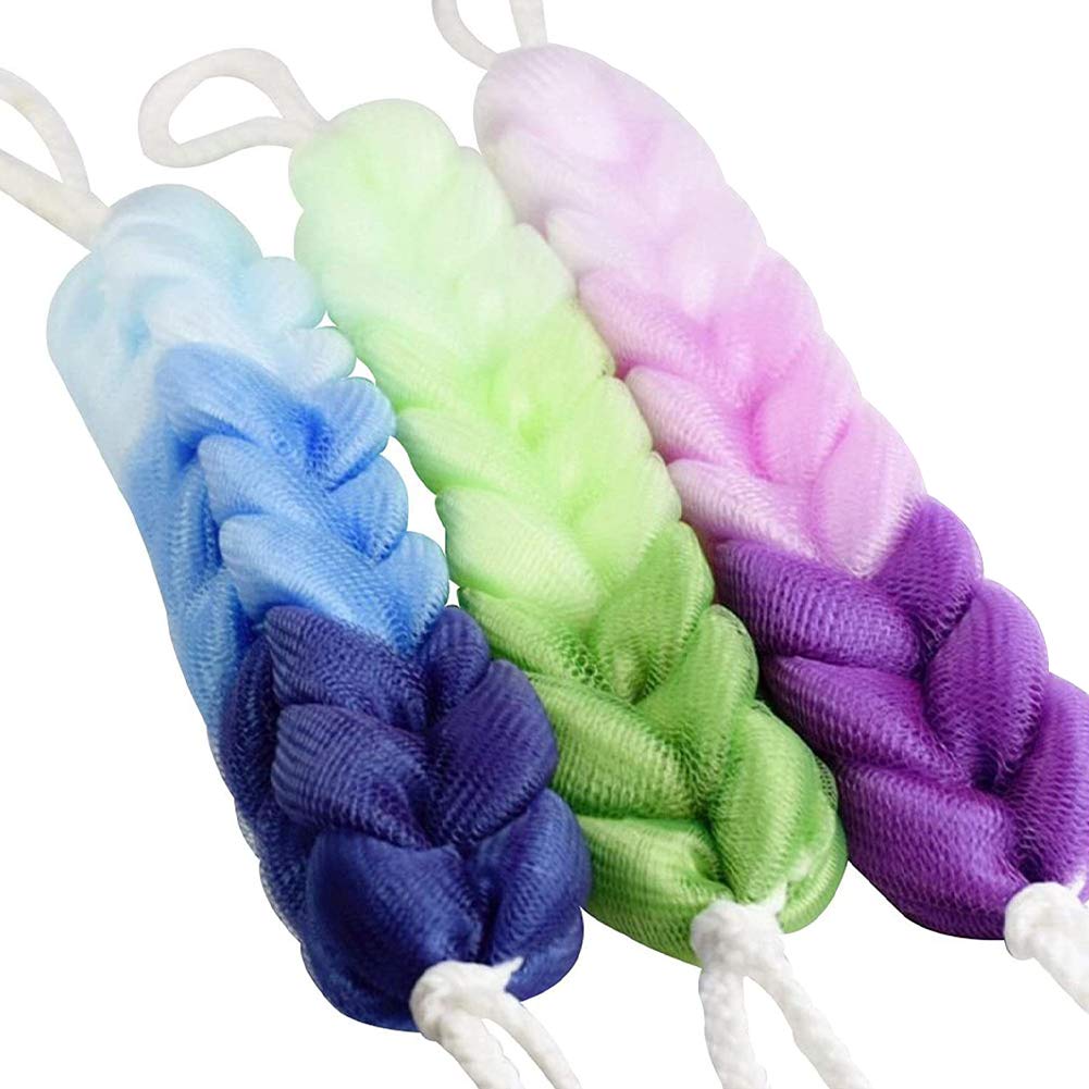 XYDZ 3 Uds Esponja de Baño Masaje de Espalda Depurador de Baño Ducha Estiramiento Trenzas Esponja de Malla Para Exfoliación Corporal en Ducha Accesorios de Baño