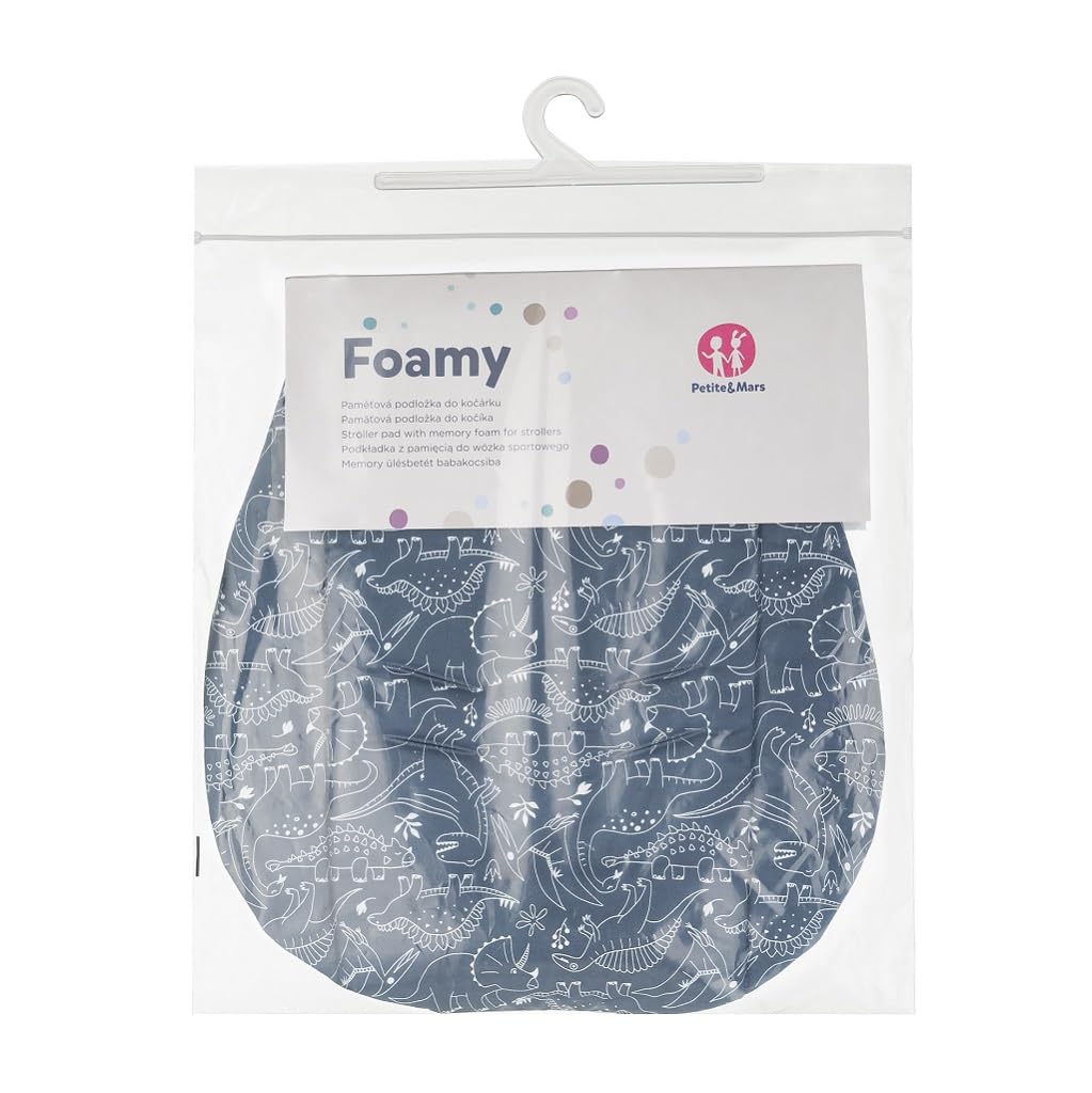 Petite&Mars Foamy * Memory Foam liner * Coprisedile universale per passeggino, carrozzina, passeggino, antiurto. Cotone (antracite Dino)