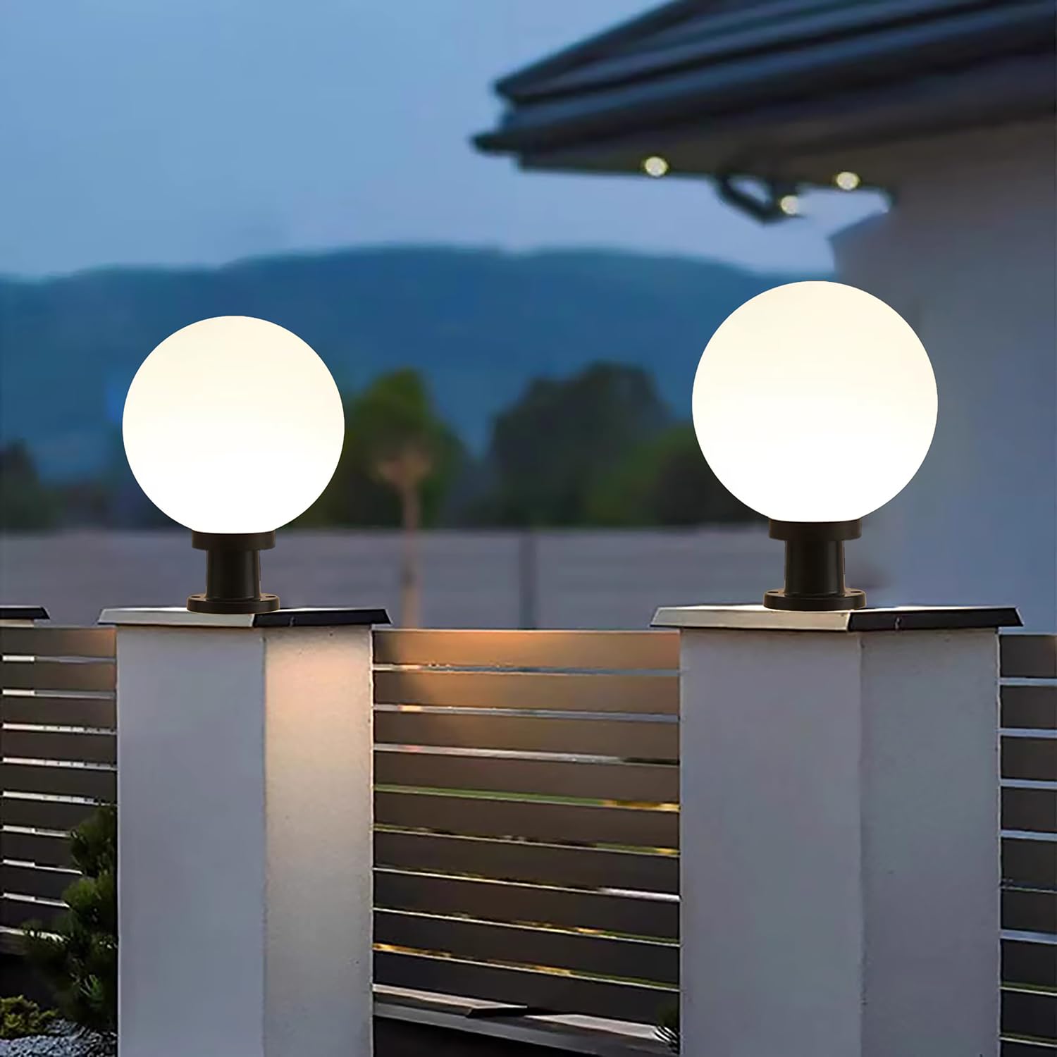 XINYASEE Pillar Light, Outdoor Globe Light, Outdoor Waterproof Patio Villa Gate Light, Garden Fence Post Light E27, Landscape Path Light,Post Lights (∅25CM)
