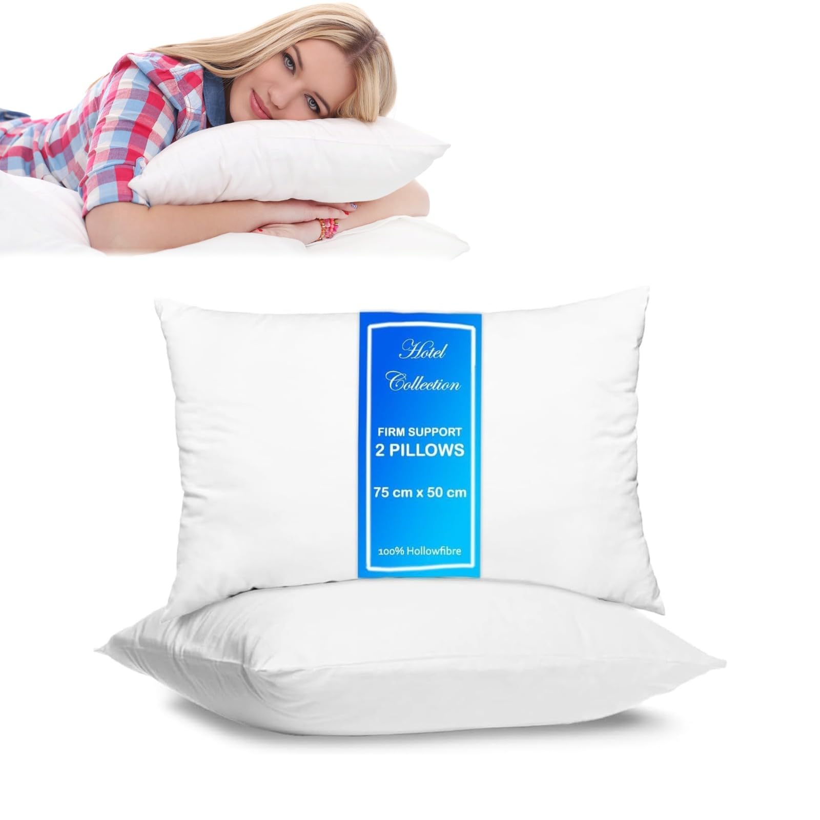 Hotel Quality Standard Stripe Soft Pillows, Bounce Back Pillow Cotton Blend With Hollowfib...
