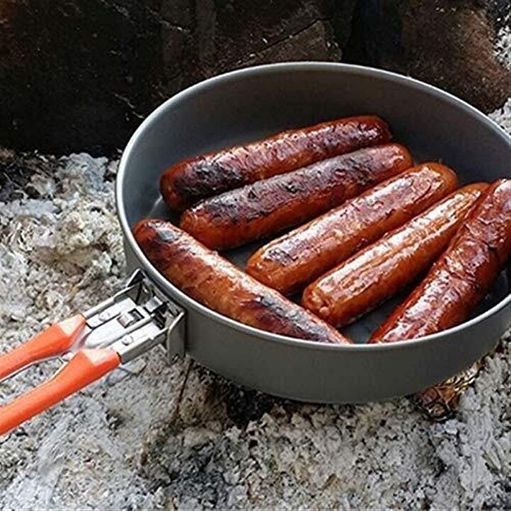 Kemping zastawa stołowa na zewnątrz kemping turystyka piesza piknik przenośny twardy stop aluminium 0,9 l patelnia składany uchwyt na zewnątrz na piknik zastawa stołowa