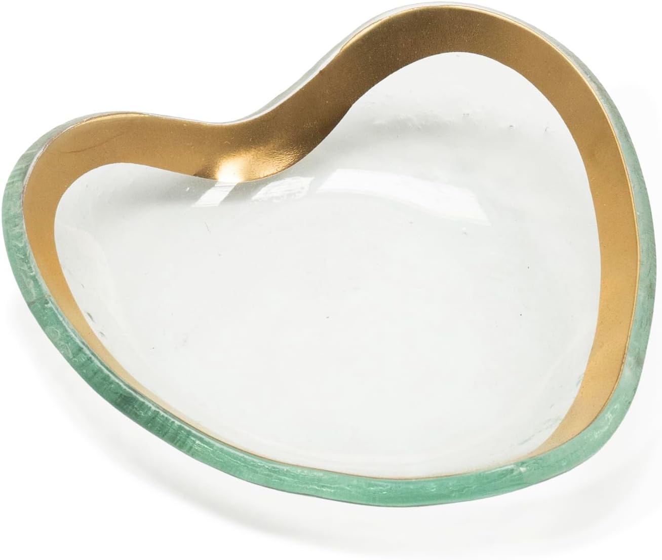 Annieglass 7" Heart Plate with 24k Gold, Timeless Glass Tableware for all Occasions, Made in the USA