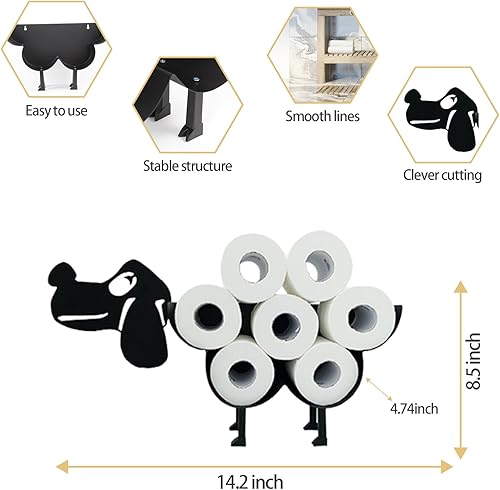 Miniatura 2 de Estante decorativo para papel higiénico para perros, lindo y divertido soporte de almacenamiento de hierro de tisú, rollo de hierro, accesorios de