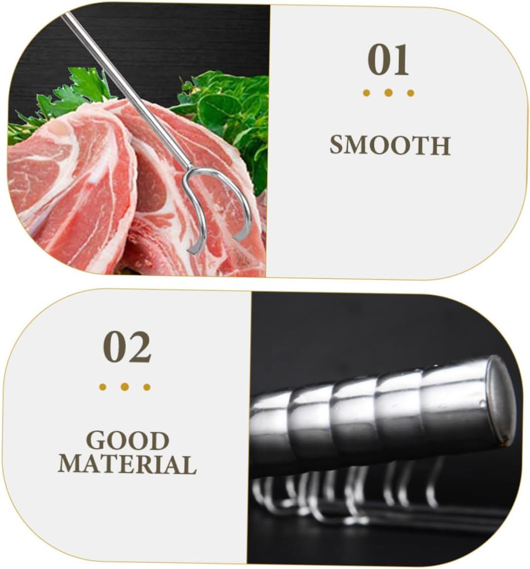 Kisangel Pcs Food Turner Hook Meat Hook Stainless Steel Metal Kitchen Grill Fork Bbq Accessory Meat Flipper for Home