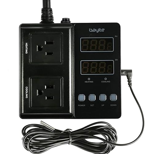 Miniatura 9 de bayite Controlador de temperatura 1650W 15A BTC211 Enchufe de termostato de salida digital dual, precableado, modo de calefacción y enfriamiento de