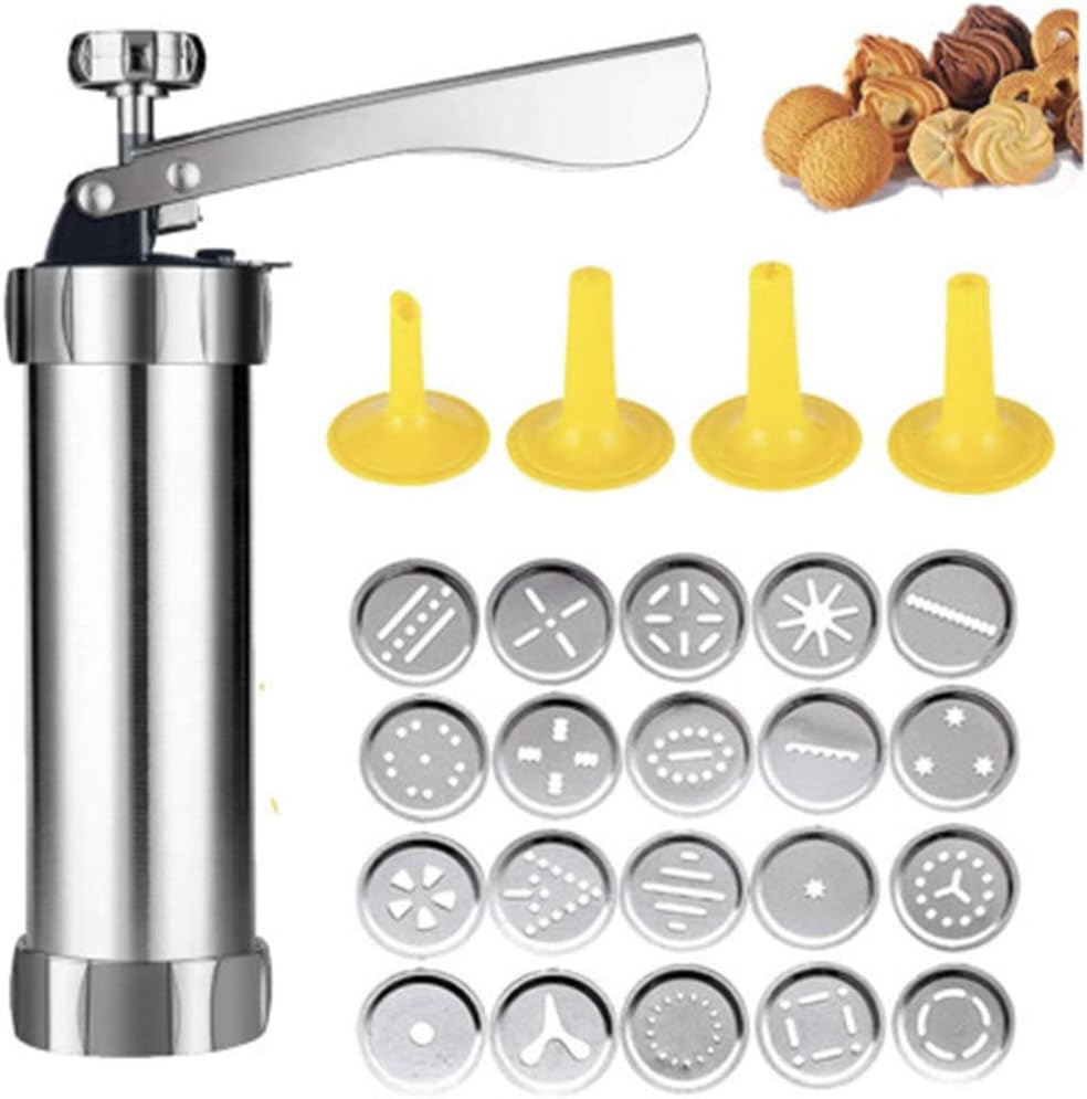 hunpta Cookie Press Machine Stainless Steel,Cookie Maker Press Cookie Machine Cake Decorator Pump Machine Biscuit DIY Decorating Presser Icing Syringe Decorator, IDDK000541-628-1442572881, Silver