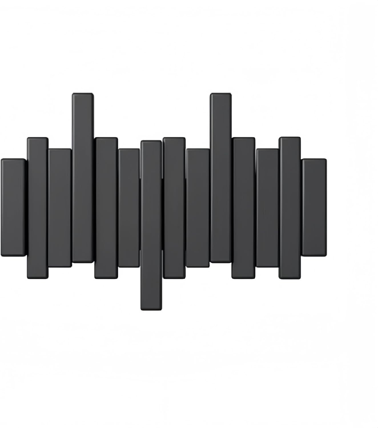 Key Holder Wall Mount, Splicable Wooden Piano Coat Rack Wall Mount, Modern Wall Art Flip Down Magnetic Hooks Wall Hook Hat Hanger for Entryway Key Holder Bedroom Kitchen (Black, 4 Hooks)