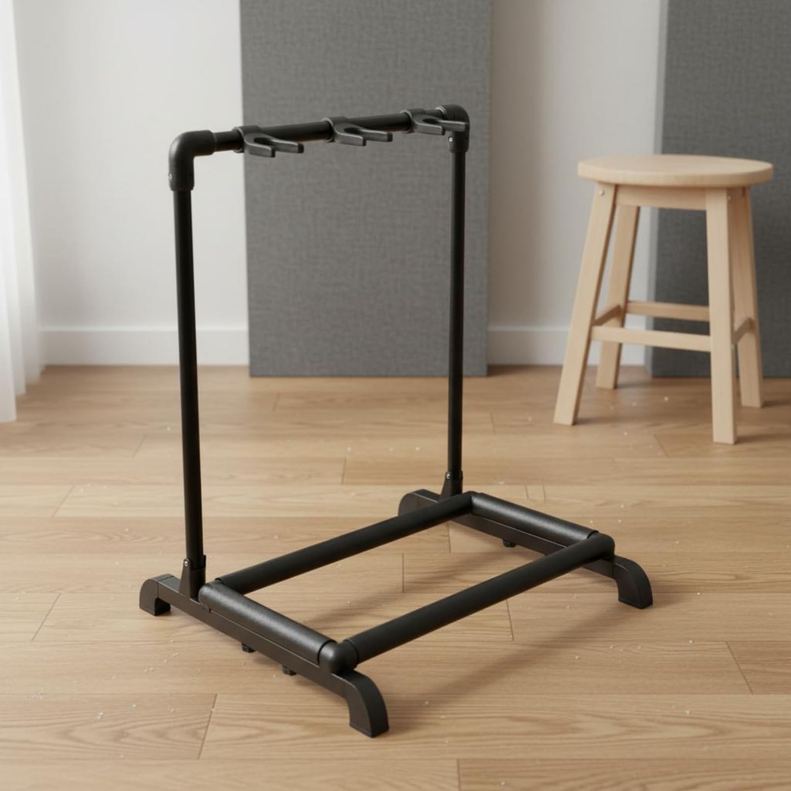 Pieghevole Supporto per Chitarra Basso Porta Chitarre Rastrelliera Strumenti Struttura Stabile Pieghevole Contatti Imbottiti Materiale Metallo
