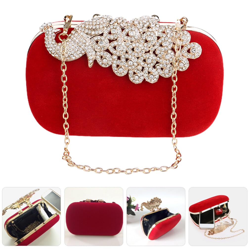 LIFKOME Pochette da Sera con Cristalli Rossi per Donna, Borsa Mano