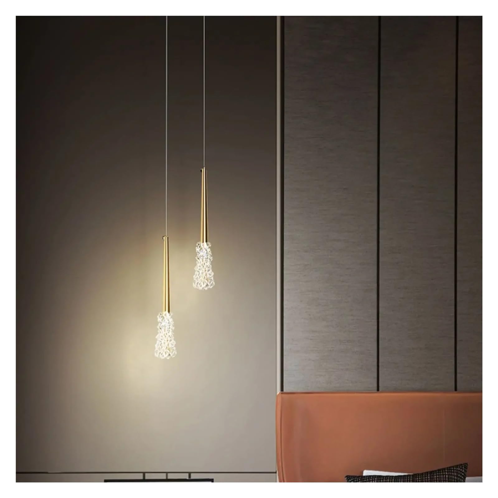 Olskfuh Gold Bedroom Bedside Crystal Chandelier Modern Luxury Restaurant Living Room Background Wall Simple Creative Copper Lighting,-2 Head