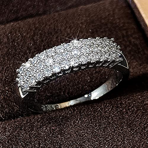 925 Sterling Silver Shiny Full Diamond Gemstone Ring Cubic Zirconia Rings CZ Diamond Multi Row Eternity Engagement Wedding Band Ring for Women (US Code 10)2