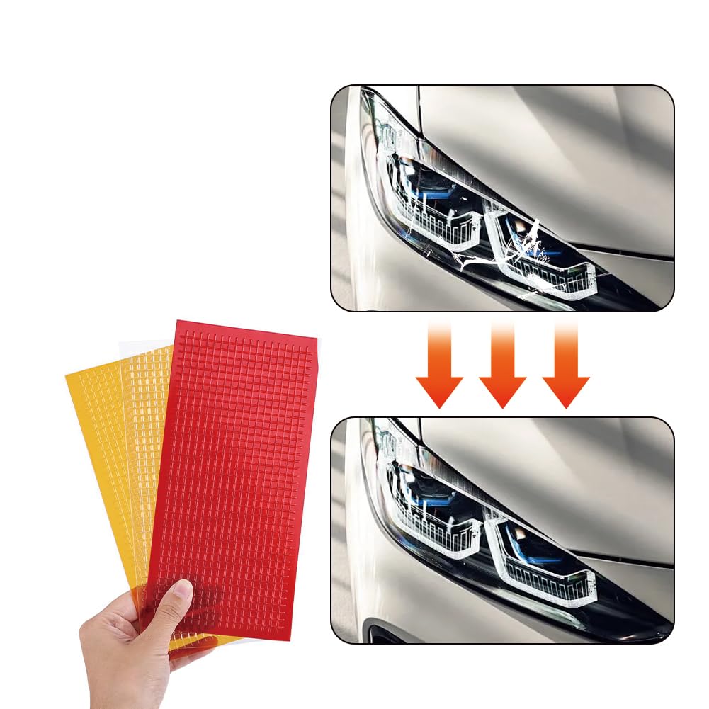 Tiiyee Kit de ReparacióN Lentes Luz Trasera, Coche La Lente Las PelíCula AutomóViles para Piloto Trasero Luces Traseras AutomáTicos Paquete Pelí del Crack MúLtiple PráCticas PatróN Rejilla Faros