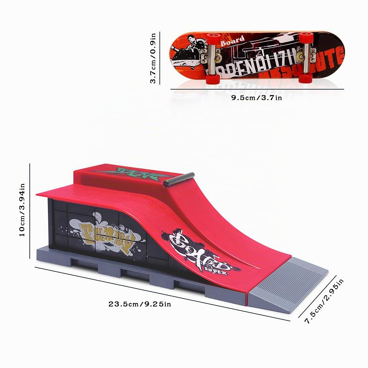 KETIEE Rampes de Skatepark, Skate Park Kit Rampe de Touche avec Mini Finger Skateboard Jouet Cadeau (E)