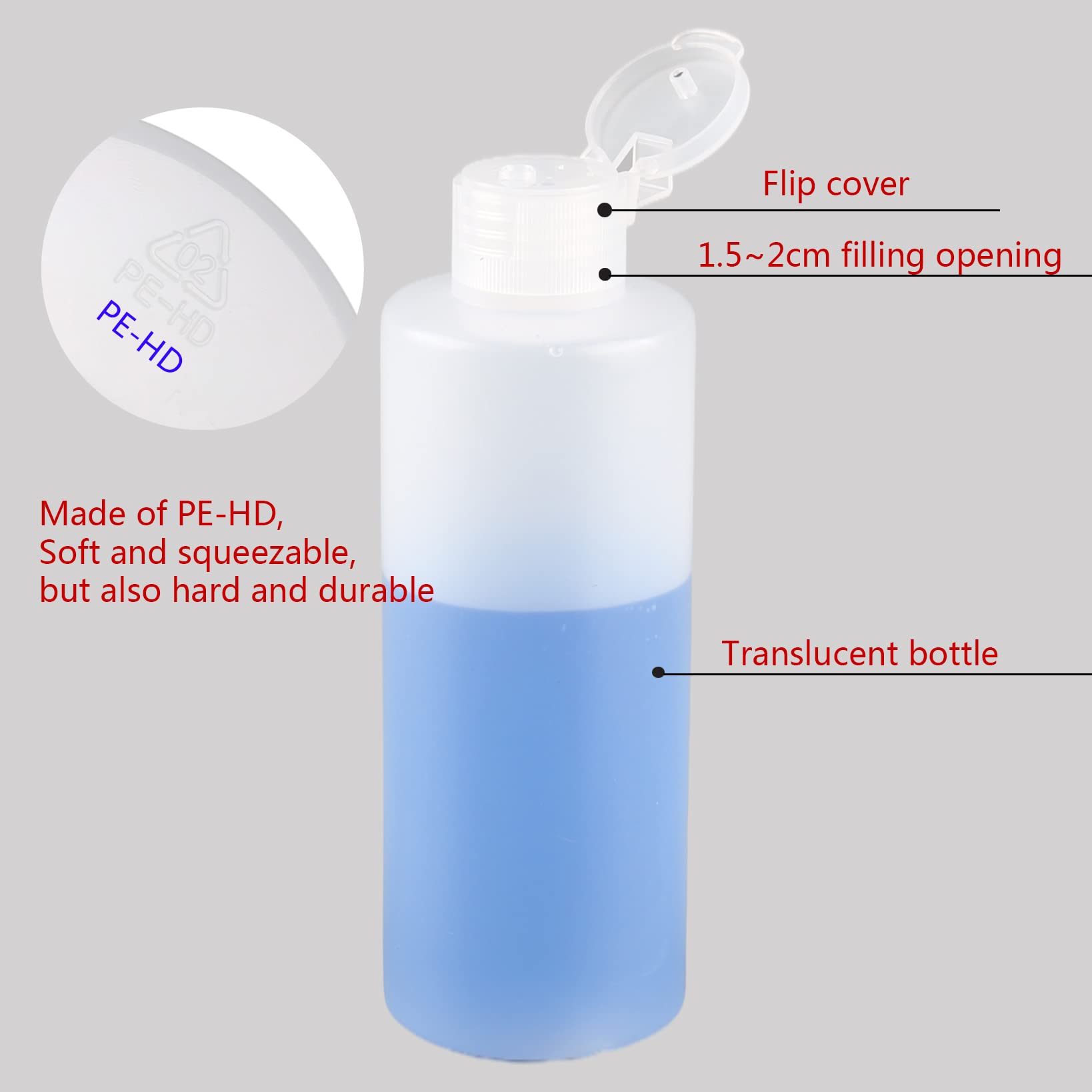 24 Pezzi Flaconi Vuoti di Plastica 400ml, Bottiglie di plastica HPDE con Tappo Flip Top, Flacone Rotonde Dosatore, Contenitori per Cosmetico, Bottiglie da Viaggio