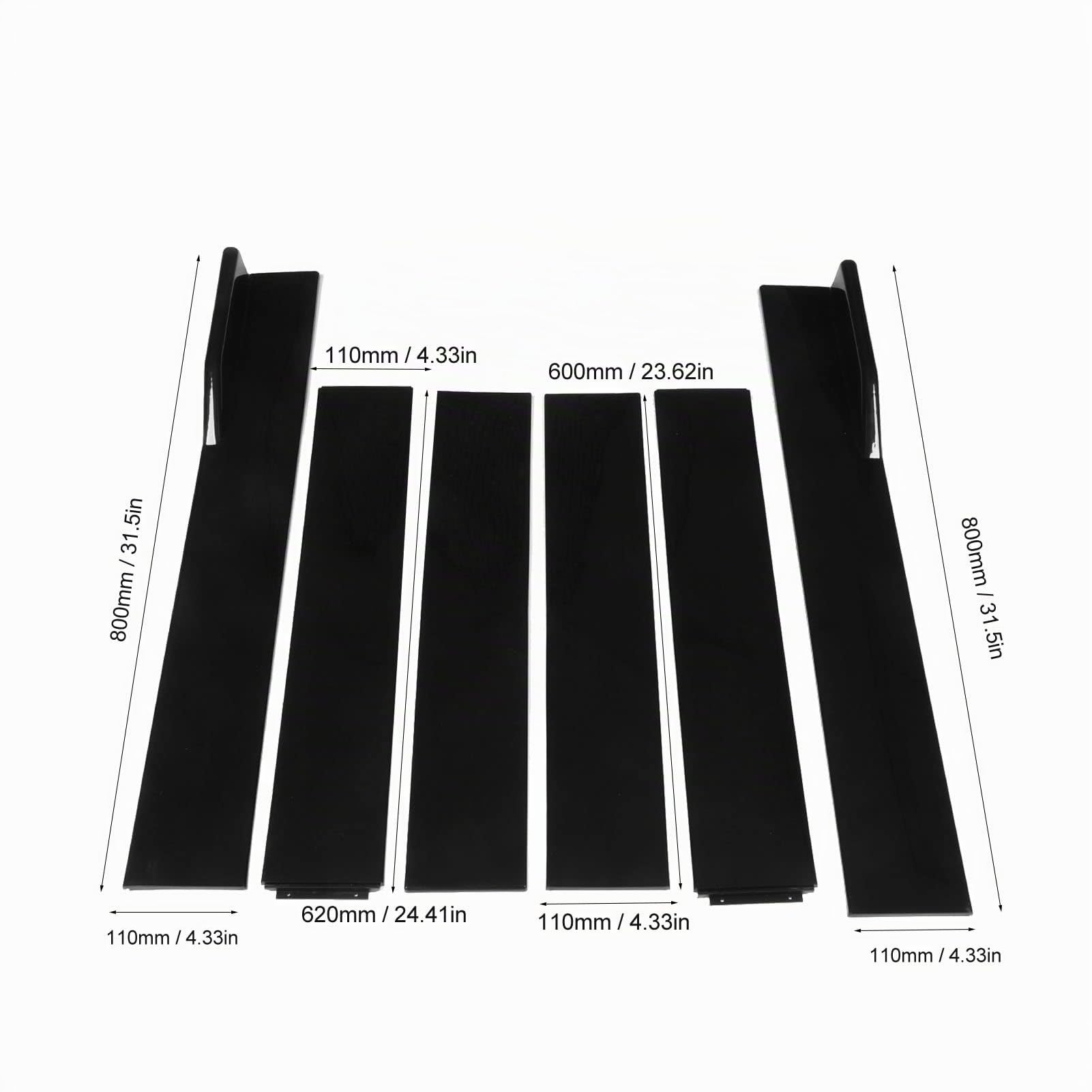 Falda Lateral Universal para Auto 6PCS ABS Negra Flexible Alta Resistencia Antirayones Protección Inferior Exterior Compatible con Múltiples Vehículos