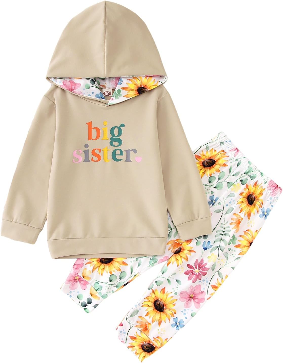IZYJOY Big Sister Outfit Toddler Baby Girl Big Sis Announcement Hoodie Sweatshirt Floral Pant Set Fall Winter 2Pcs Clothes