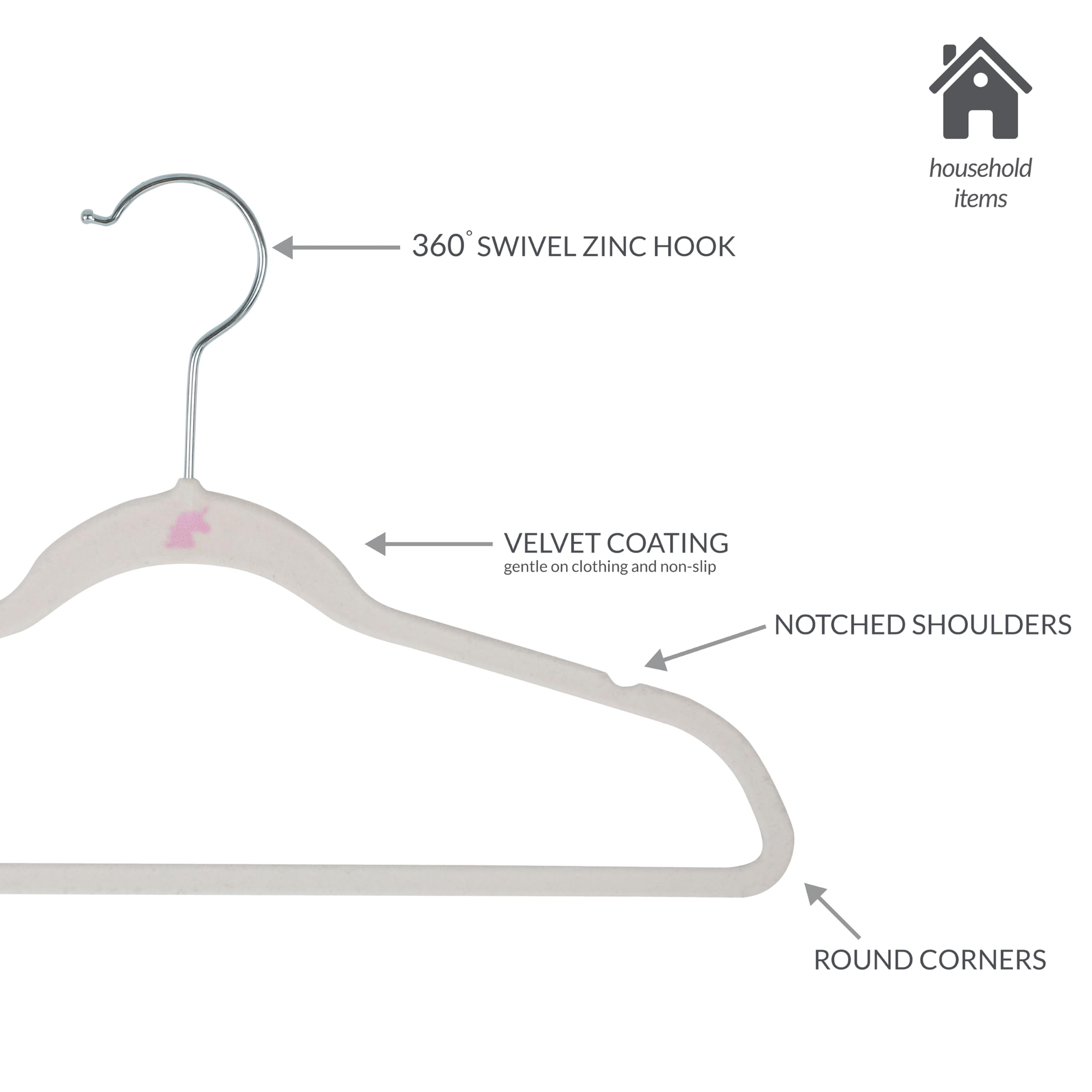 Kids Velvet Hangers - 25 Pack, Non-Slip, Slim Design For Shirts, Dresses & Pants - Saves Closet Space