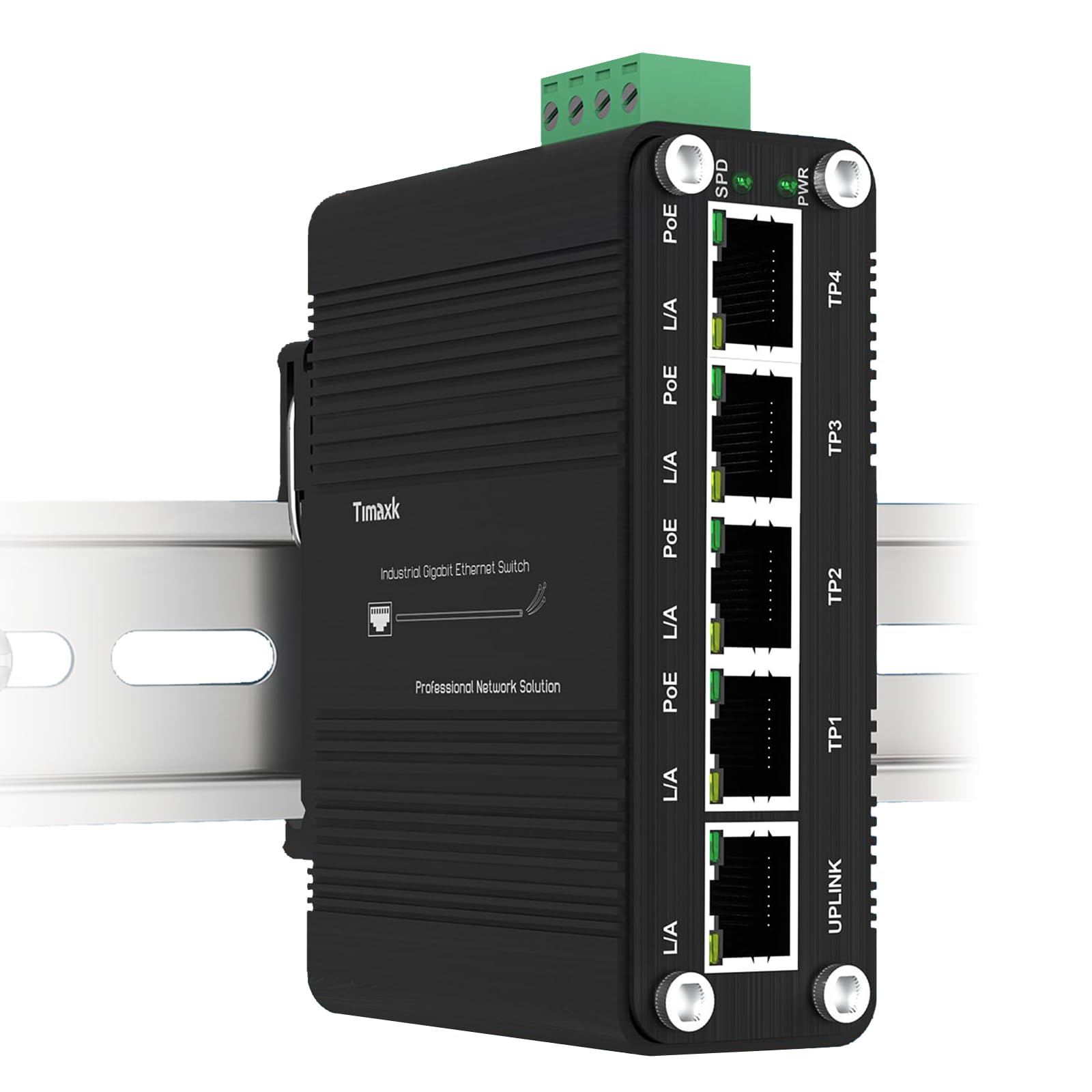 Timaxk Switch de red Gigabit Ethernet de 5 puertos, PoE opcional, concentrador de red, divisor Ethernet, optimización de tráfico, Plug and Play, montaje en pared e instalación en riel DIN