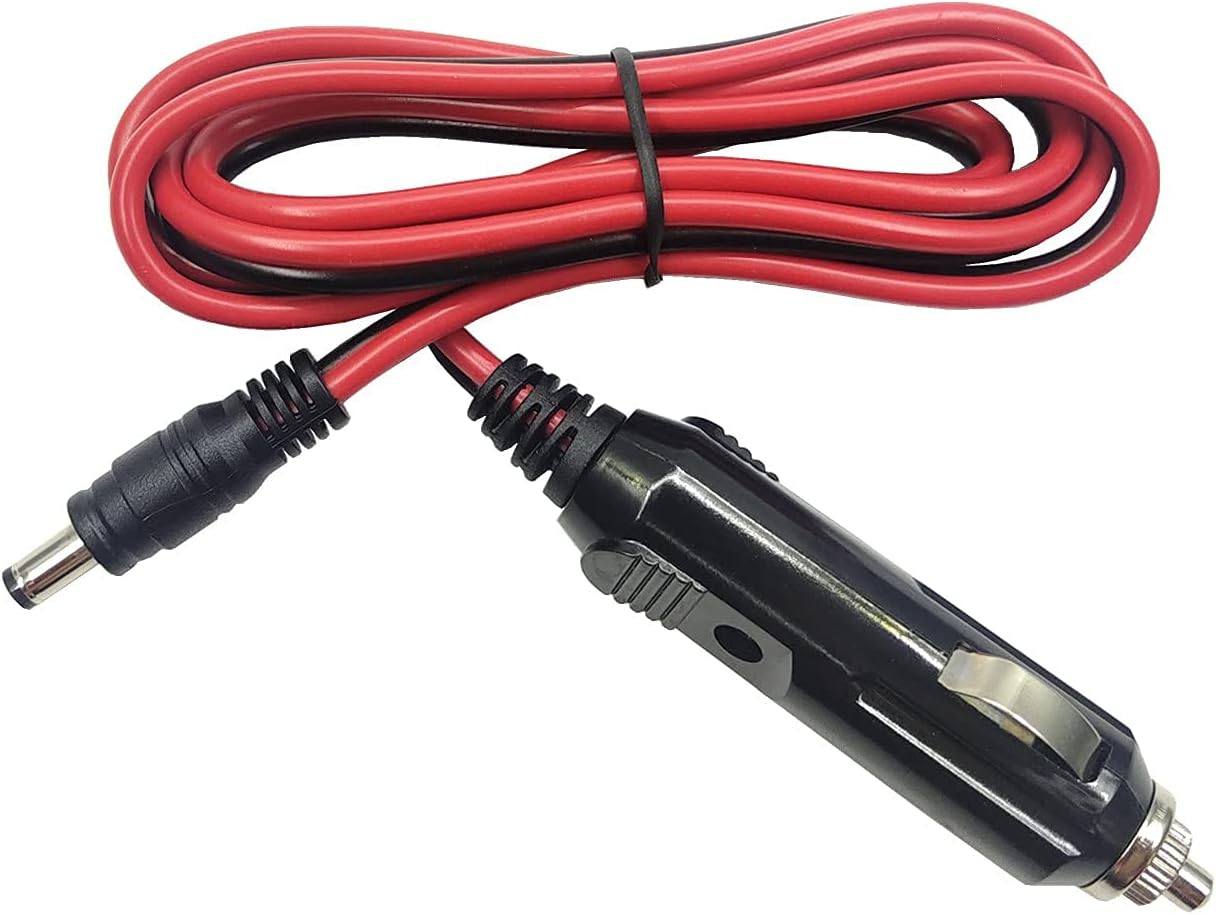 DC Car Charger - 4ft Power Supply Cord, 12-24V, Cigarette Lighter to DC 5.5mm x 2.1mm Connector for Portable Devices