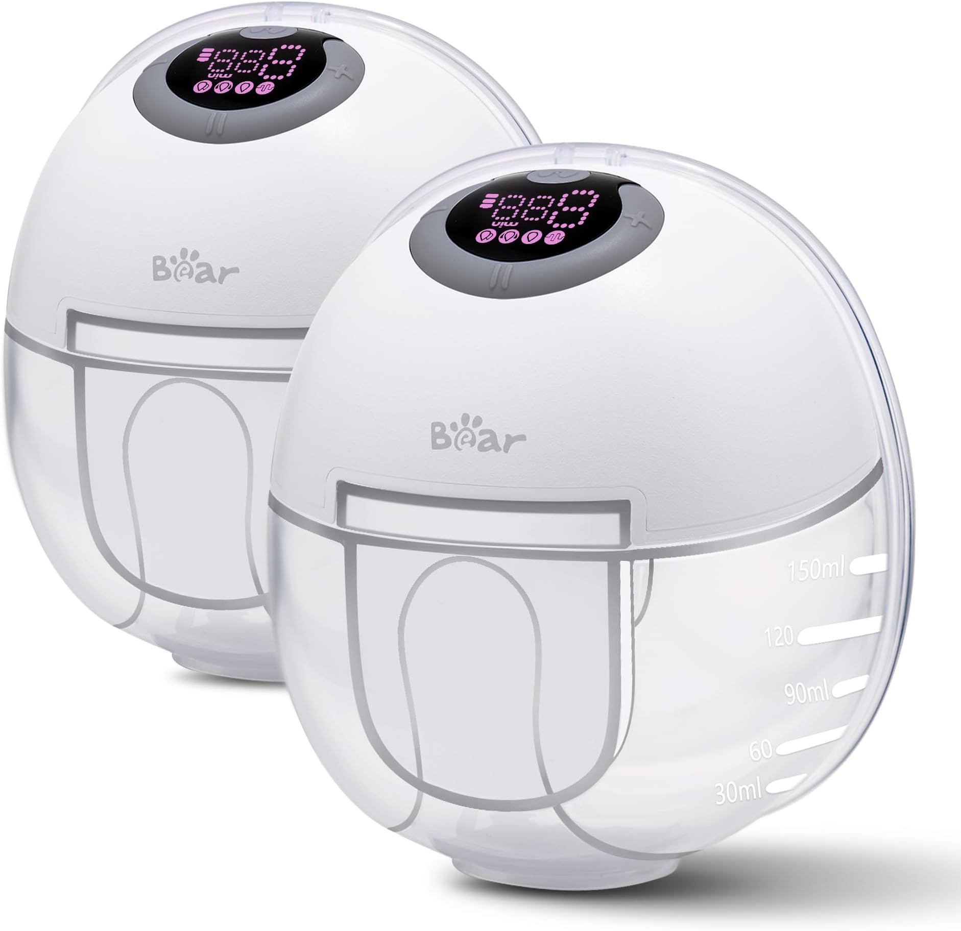 BEAR Breast Pump Hands Free, Double Wearable Breast Pumps with Smart LCD Display, 4 Modes 9 Levels, Leak-Proof, Portable Electric Breast Pumps with Longer Battery Life, Memory Function, Low Noise