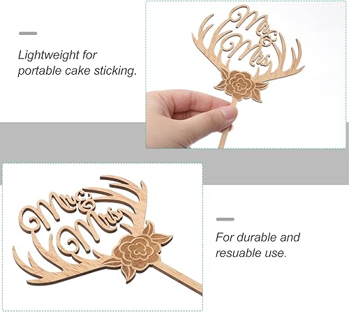 Miniatura 5 de Mr Mrs - Decoración para tartas de madera, para boda, ciervo, cornamenta, decoración rústica para tartas de boda, decoración para tartas de boda Mr
