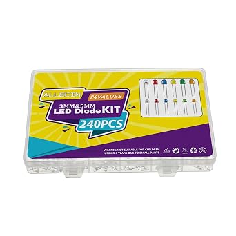 24 Values Multicolor LED Light Emitting Diodes Kit 5MM 3MM White Red Blue Yellow Green Orange Purple Transparent Round LED Lamp Lighting Assorted for Arduino Electronics