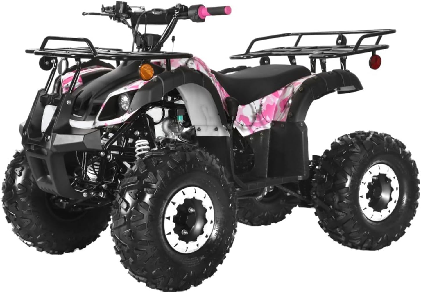 Gas 125cc ATV with Reverse Quad 4 Wheeler ATV with Headlights - Big 19"/18" Tires Off-Road Tires (Army Pink, Fully Assembled)