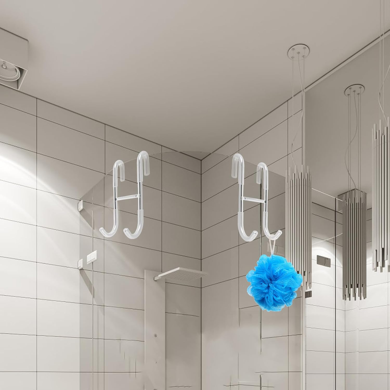 8 Pack Shower Door Hooks Stainless Steel Over Shower Door Towel Hook No Drilling Bathroom Door Hooks for Glass Doors for Robes Towels