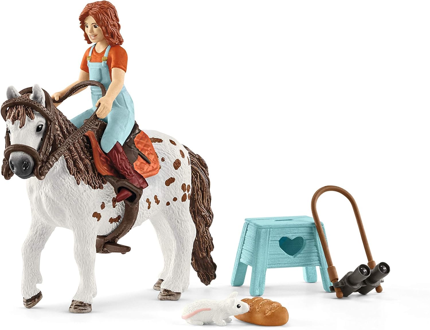 SCHLEICH HORSE CLUB | Mia & Spotty 42518 | set con figura ragazza, pony, sella e finimenti | giocattolo realistico da cavallo | regalo per bambine e bambini | da 5 anni | 9 pezzi