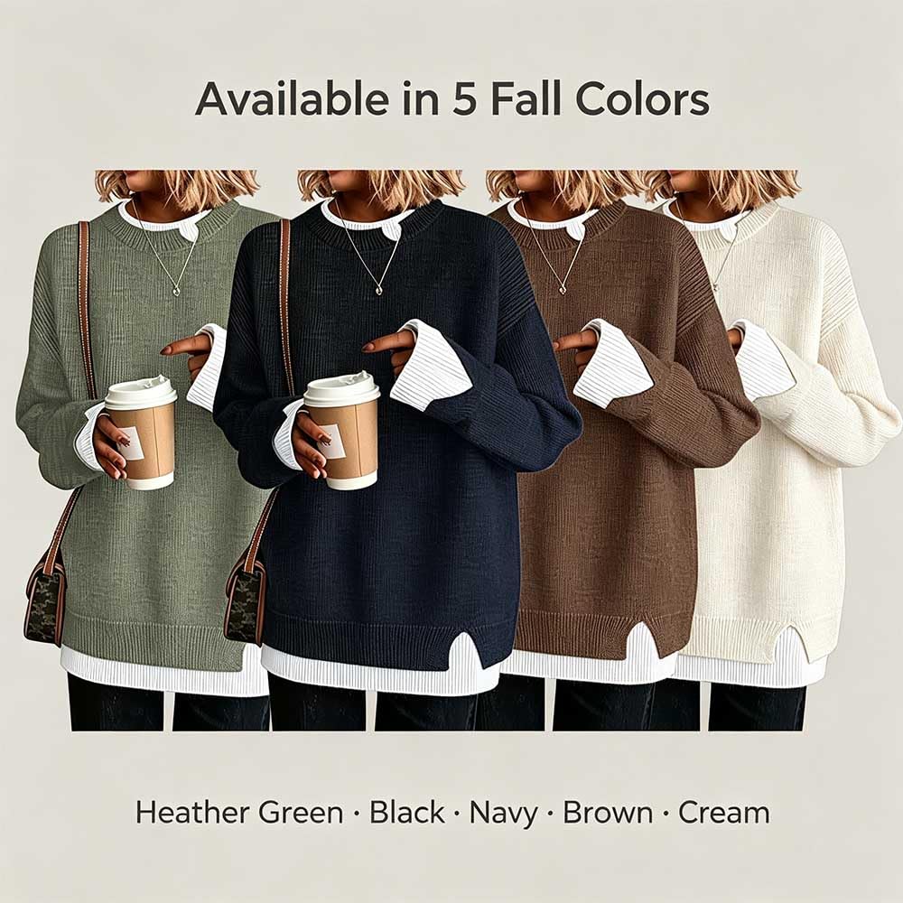 Maglione oversize patchwork a due pezzi finto donna