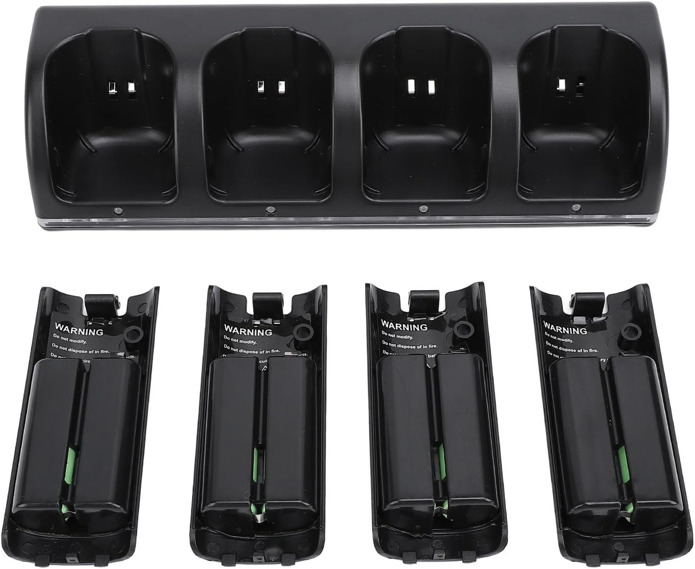 Yunseity Charging Station for Wii Remotes Controller, Charger with 4 Rechargeable Battery Packs, 4 Port Charging Station with 4 pcs 2800mAh Replacement Batteries, Remote Not Included