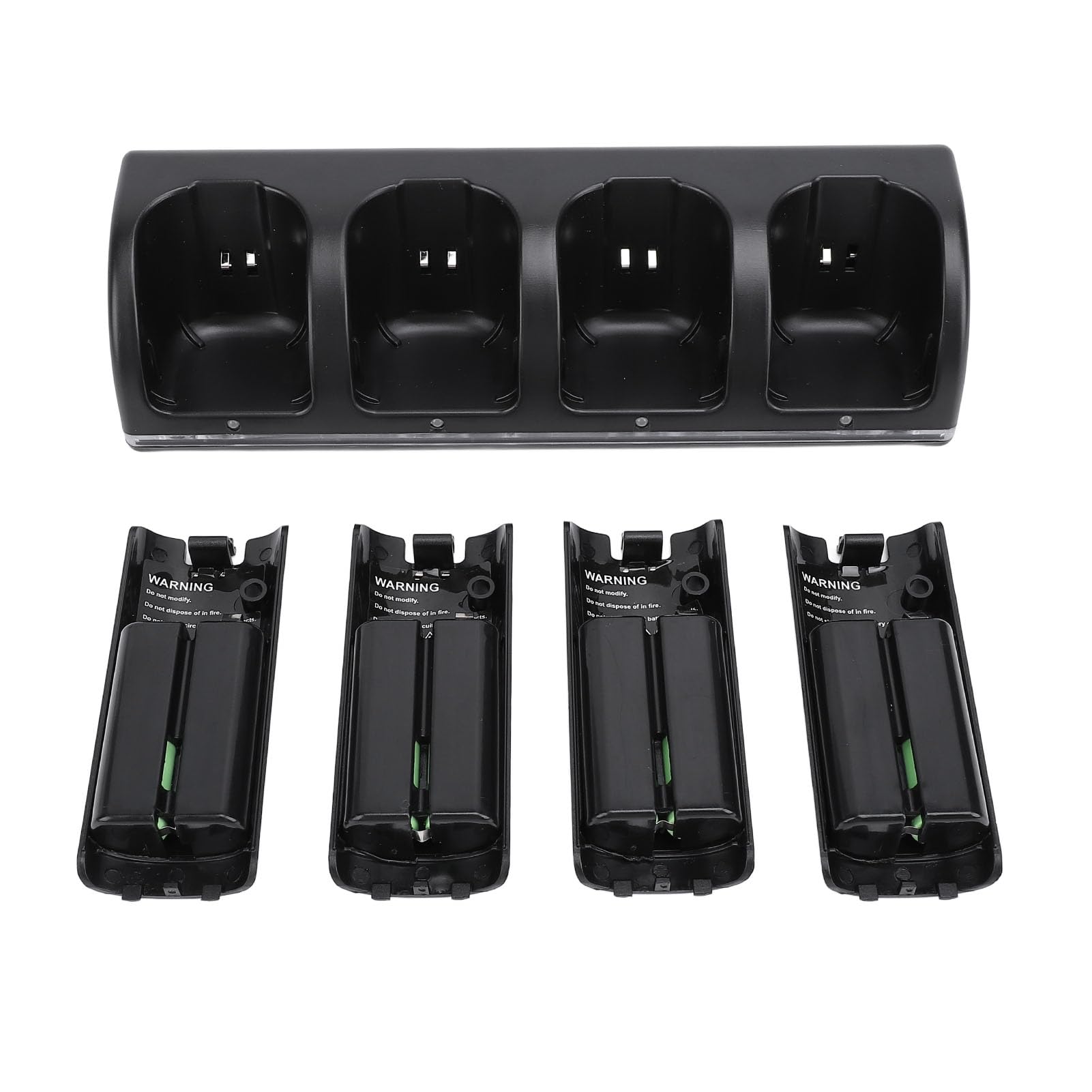 Wakects Estación de Carga Remota, Base de Carga para Controlador ABS con 4 Baterías Recargables de 2800 MAh, de 5 V, Configuración de 4 Controladores para Salas de Juegos Familiares y Reproductores