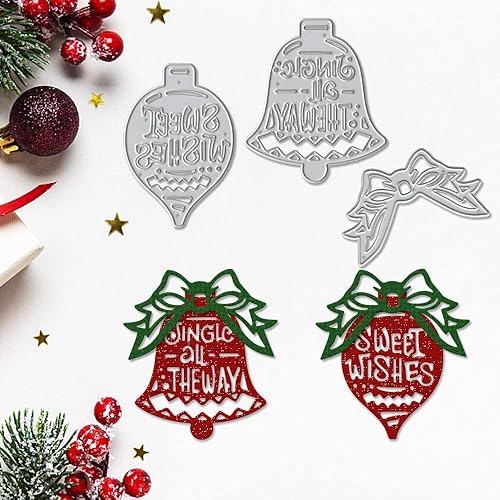 Miniatura 4 de Campana de Navidad de metal troquelada para hacer tarjetas, luces de Navidad, lámpara de palabras, troqueles de corte para decoración de bricolaje,