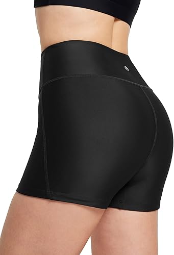 BALEAF Traje de baño de cintura alta de 3 pulgadas para mujer, pantalones cortos con control de abdomen, cobertura completa, parte inferior de traje