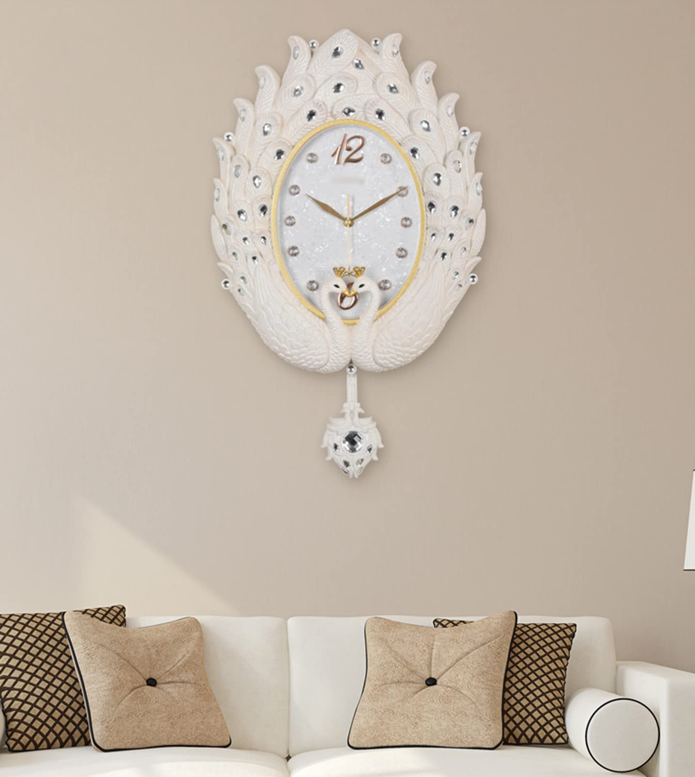 MYUYEE Wall Clock, Modern Living Room Art ation Pendulum Wall Clock, Silent and Non-Ticking Battery Powered, 37 X 60 Cm, Suitable for Kitchen, Living Room, Bedroom, Office,B,A(A)