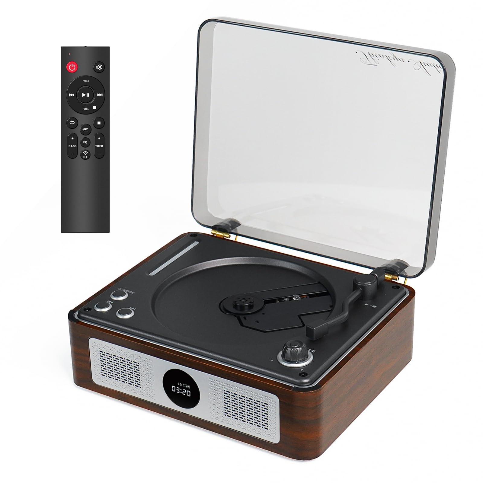 CD Player Portable, Retro Portable CD Player with Bluetooth Dual Stereo Speakers, 2600mAh Rechargeable CD Player Bluetooth for Home with Remote Control,Support USB/AUX,Headphone Jack,Optical Brown-image-39