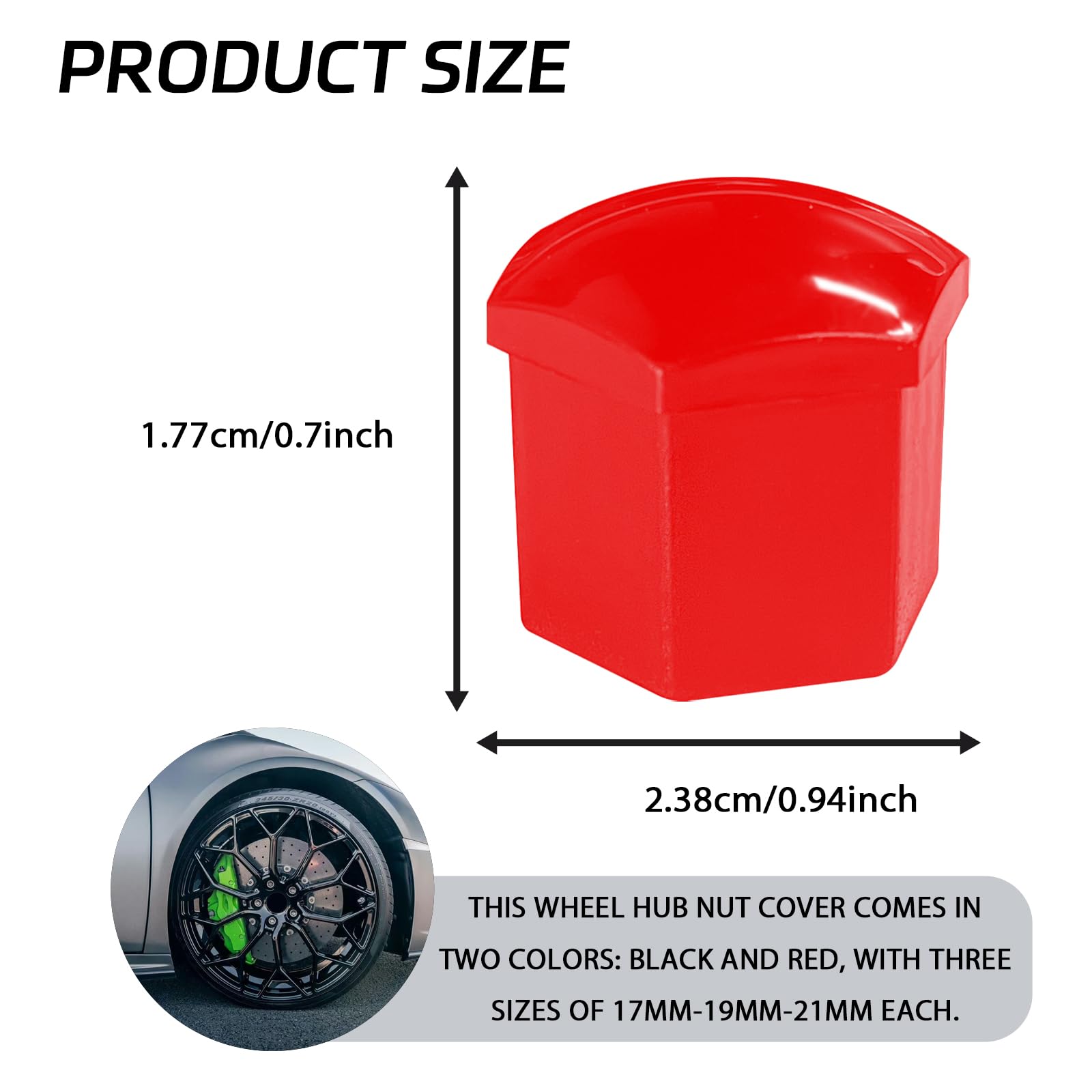 KUQUTIDY 20PCS Lug Nut Covers, 17mm Anti-Theft Hexagonal Wheel Lug Nut Caps with Removal Tool, Car Wheel Rims Center Nut Bolt Protection Caps, Automotive Exterior Accessories for Car Tire Hub (Red)