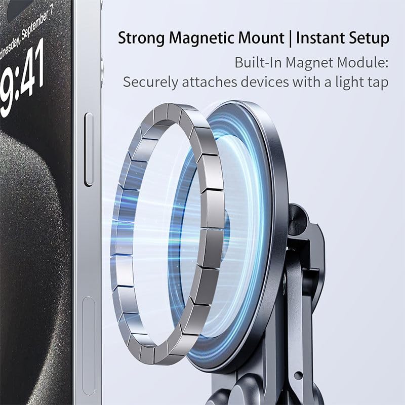 Image of EDNITA Foldable Magnetic Laptop Stand for Desk, Adjustable Portable Aluminum Notebook Holder, Compact Ergonomic Laptop Riser for MacBook, Laptops, Mobile & Tablets with Magnetic Feature