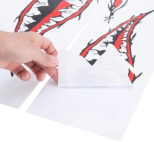 Miniatura 10 de MOOCY 2 calcomanías reflectantes de boca de tiburón, impermeables, accesorios gráficos divertidos para automóvil, kayak, canoa, pesca, barco,