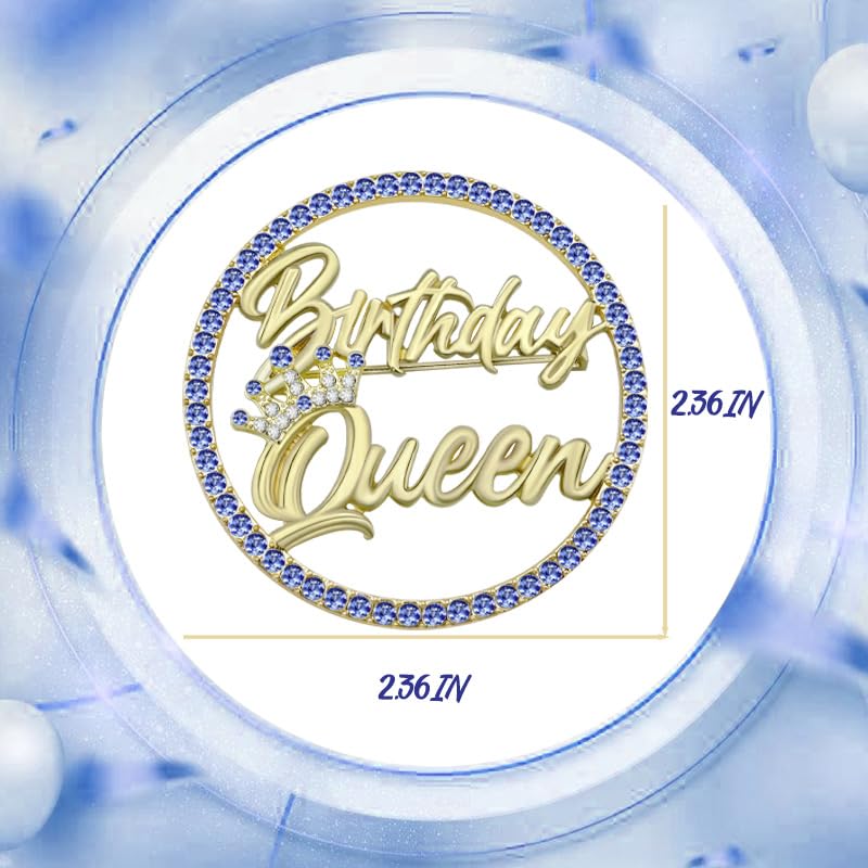 Image of Birthday Queen Pin, Gold Rhinestone Birthday Girl Pin - Metal Brooch for Party Outfit Accessories