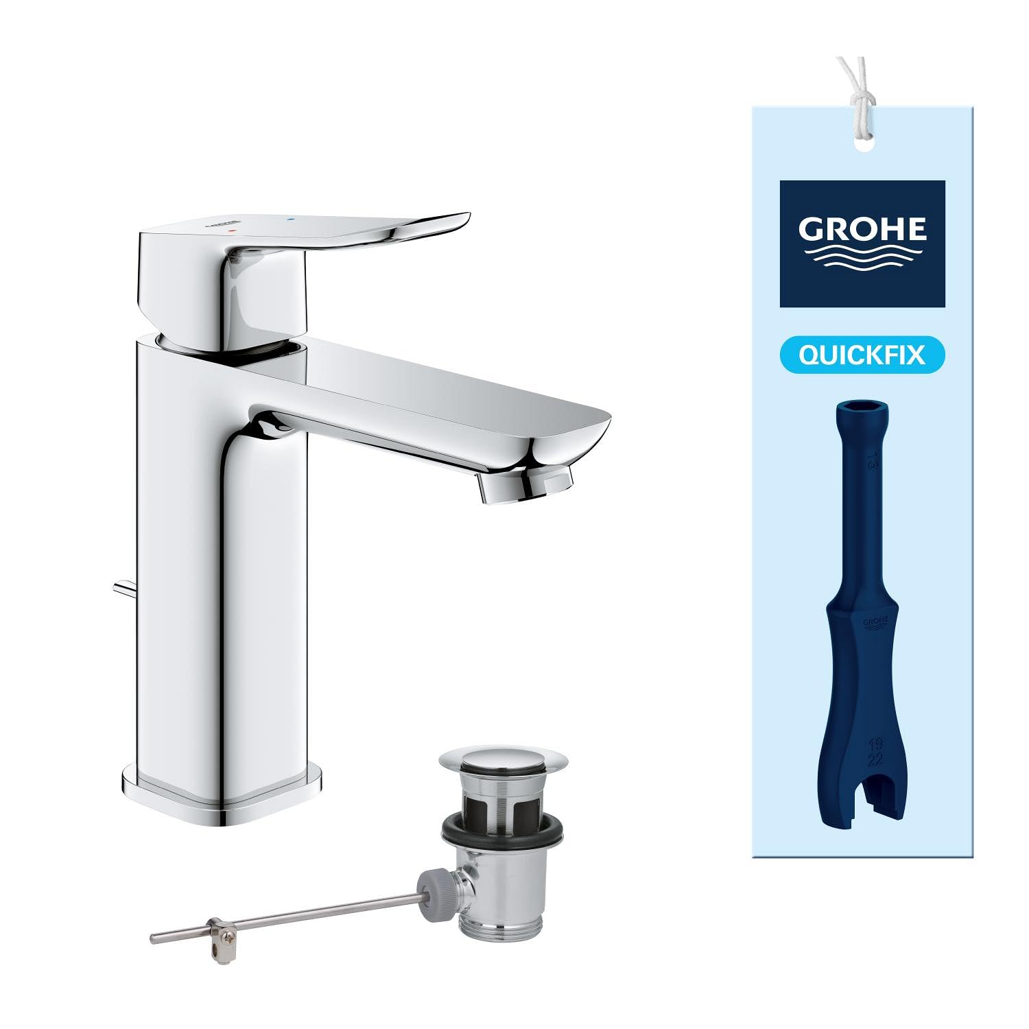 Mitigeur lavabo GROHE Dice M : Finies les fuites et le montage complexe grâce au QuickTool inclus